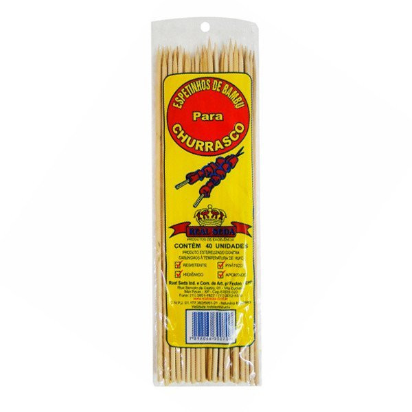 ESPETO P/CHURRASCO C/40 REAL BAMBU